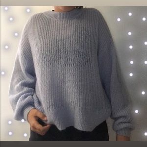 light blue sweater